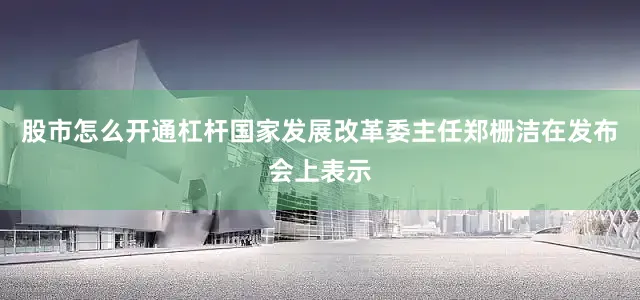 股市怎么开通杠杆国家发展改革委主任郑栅洁在发布会上表示